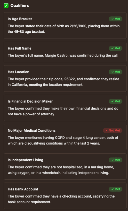 Crankshaft call filtering — disqualified call blocked before transfer